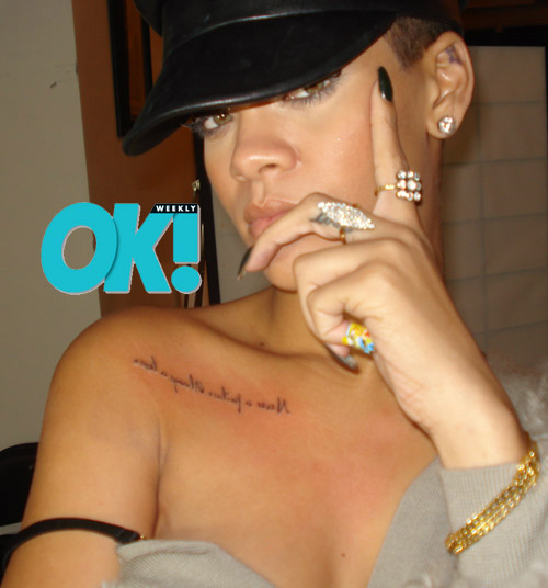 Rihanna's new "Never a failure, always a lesson." tatoo