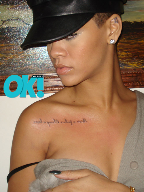 Rihanna's new "Never a failure, always a lesson." tatoo