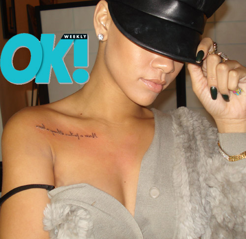 Rihanna's new "Never a failure, always a lesson." tatoo