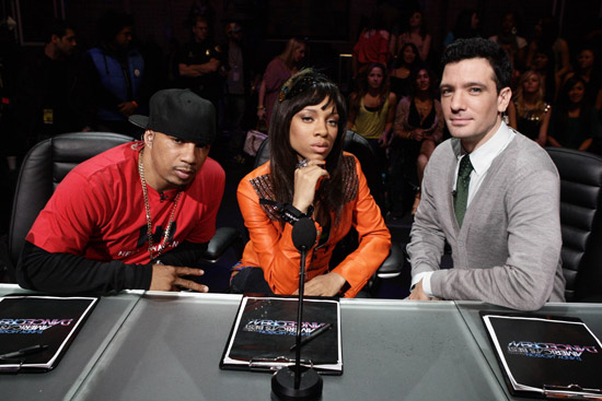 Shane Sparks, Lil Mama and JC Chasez of MTV's "America's Next Best Dance Crew"