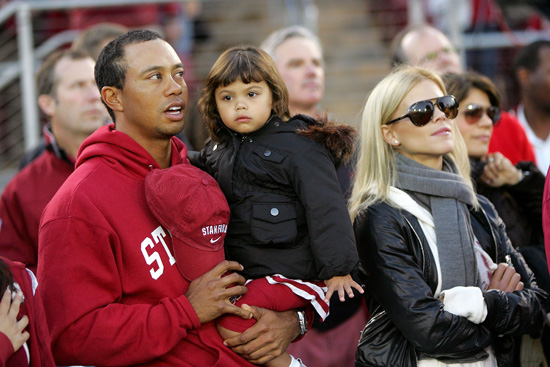 Tiger Woods, his daughter Sam and his wife Elin Nordegren