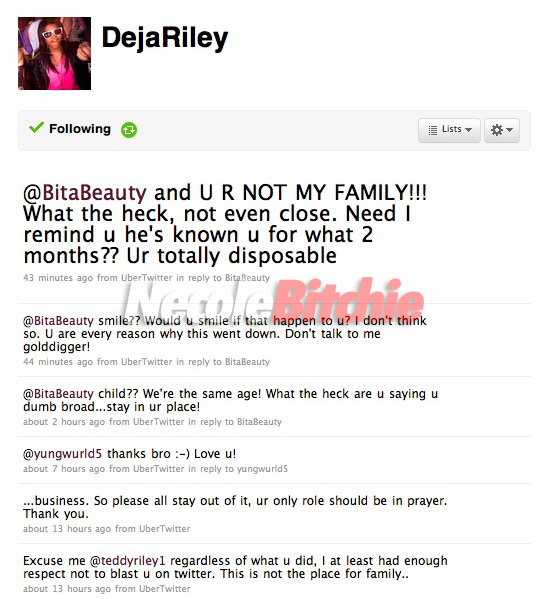 Teddy Riley and his daughter fighting about his girlriend on Twitter