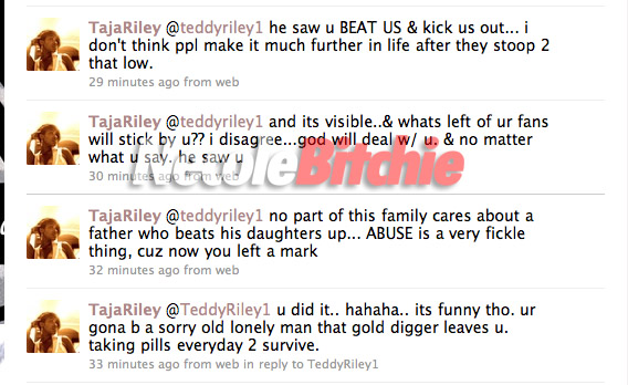 Teddy Riley and his daughter fighting about his girlriend on Twitter