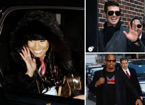 Nicki Minaj, Robin Thicke, & Jamie Foxx Arrive at 'Letterman