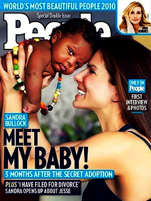 Image result for People magazine, 2010 Sandra Bullock adopts'
