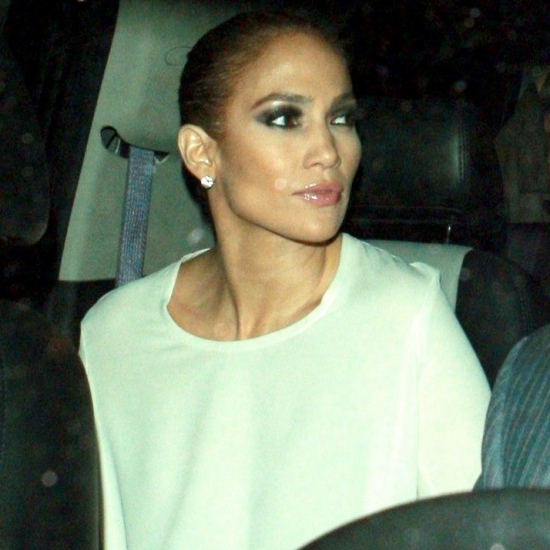 A smiling Jennifer Lopez was spotted leaving the Sunset Tower hotel located 