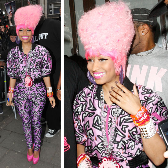 Nicki Minaj rocked a bright pink jumpsuit (paired with an ever brighter pink 
