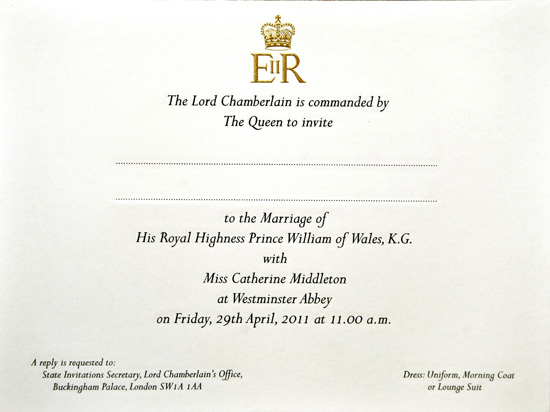 william and kate wedding invite. Prince William and Kate