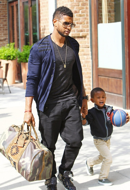 Usher And His Oldest Son Out & About In New York City [photos]