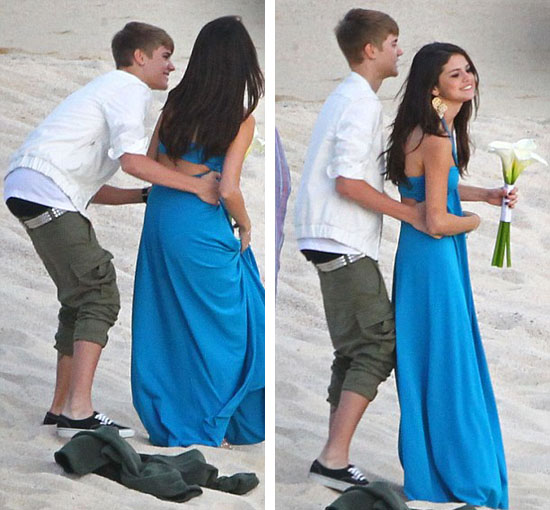 justin bieber and selena gomez beach wedding