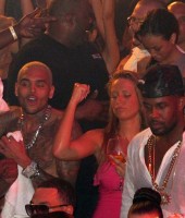 Chris Brown (with Karrueche) partying at Gotha Club in Cannes, France