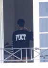 Rihanna spotted on her hotel balcony in Barbados (Dec 22 2012)