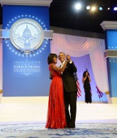 President Barack and First Lady Michelle Obama dance while Jennifer Hudson sings at 2013 Inaugural Ball