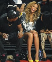 Jay-Z, Beyonce & Angela Beyince at the 2013 NBA All-Star Game
