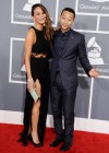 Chrissy Teigen & John Legend on the red carpet at the 2013 Grammy Awards