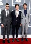 Musicians Jack Antonoff, Nate Ruess, and Andrew Dost of "Fun." on the red carpet at the 2013 Grammy Awards