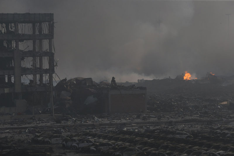 Shock wave causes massive damage miles from Tianjin blast