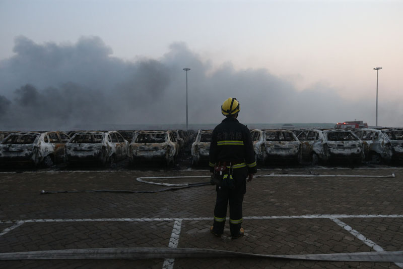 Shock wave causes massive damage miles from Tianjin blast