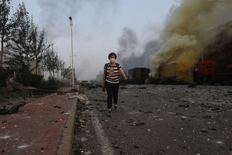 Shock wave causes massive damage miles from Tianjin blast