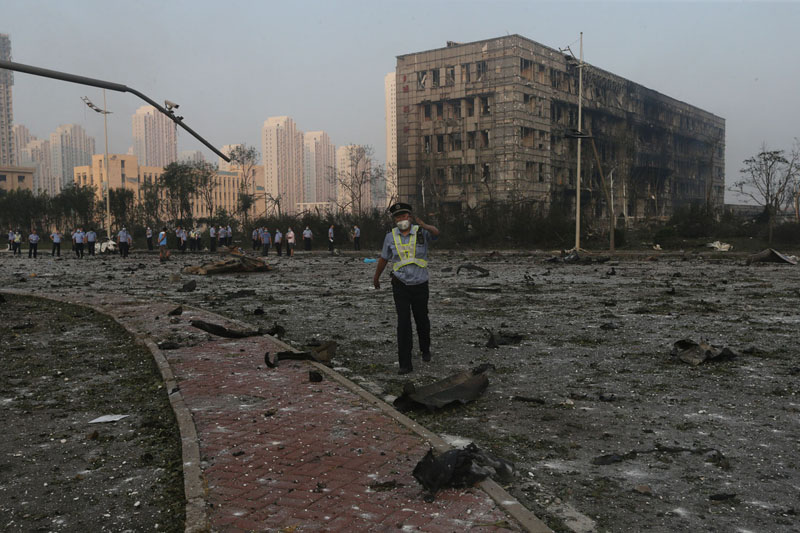 Shock wave causes massive damage miles from Tianjin blast