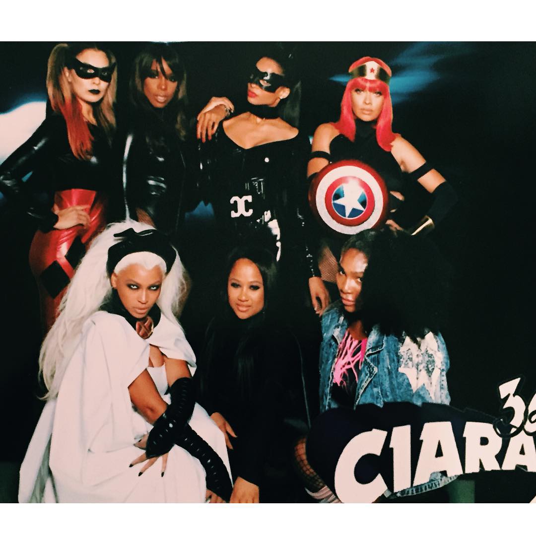 Ciara & Friends (Beyoncé, Kelly Rowland, Serena Williams, La La Anthony, Angela Beyince) at her 30th birthday party