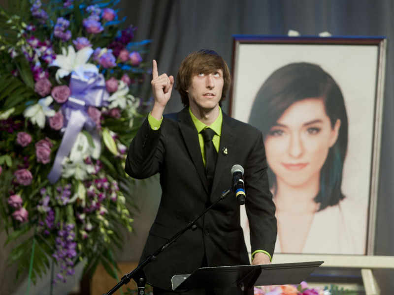 Marcus Grimmie, Christina's brother, speaks at her public memorial service.