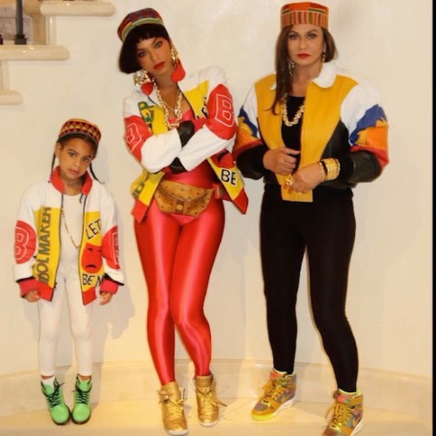 Blue Ivy, Beyoncé and Miss Tina Knowles Lawson as "Salt-N-Pepa" for Halloween (2016)