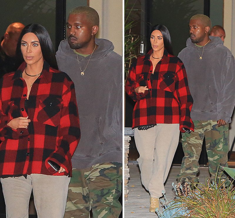 kim-kanye-plaid-sweatpants-010617 (1)