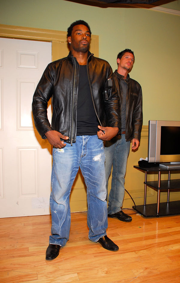 Male model Tyson Beckford on the set of “Hotel California”