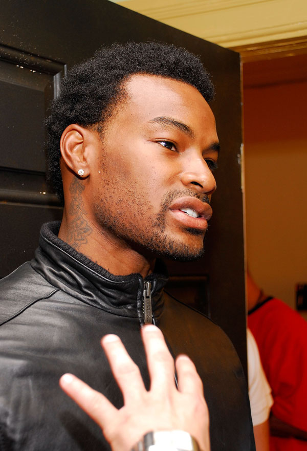 Male model Tyson Beckford on the set of “Hotel California”