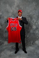 Derrick Rose Poses With His Jersey For Chicago Bulls