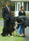 The First Family (The Obamas) playing with their new dog Bo in D.C. (Apr. 14th 2009)