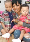 Monica and her sons Lil Rocko and Romelo // AT&T store opening in Atlanta