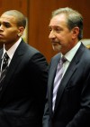 Chris Brown and his lawyer Mark Geragos at Los Angeles County Superior Court (August 5th 2009)