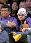 George Lopez and his daughter Mayan // Los Angeles Lakers vs. Cleveland Cavaliers basketball game in LA – December 25th 2009
