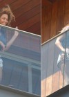 Beyonce on her hotel balcony in Rio de Janeiro, Brazil – February 8th 2010