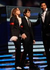 Michael Jackson’s son (Prince Michael) and daughter (Paris Jackson) — with Lionel Richie — accept his Lifetime Achievement Award at the 52nd Annual Grammy Awards