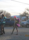 Lady Gaga and Beyonce on the set of their new “Telephone” music video in Lancaster, California – January 2010