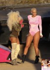 Nicki Minaj and Amber Rose on the set of Nicki Minaj’s new “Massive Attack” music video