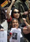 Michael Jackson fans protesting against Dr. Conrad Murray outside Murray’s court hearing in downtown Los Angeles – April 5th 2010