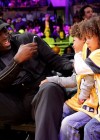Seal and his two sons Harry and Johan at the Los Angeles Lakers vs. Oklahoma City Thunder