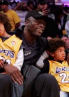 Seal and his two sons Harry and Johan at the Los Angeles Lakers vs. Oklahoma City Thunder