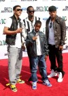 Diddy with his sons Quincy and Christian, along with rapper Red Cafe // 2010 BET Awards – Red Carpet