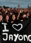 Fans with an “I Heart Jayonce” sign watching Jay-Z perform // Day 3 of the 2010 Barclaycard Wireless Festival