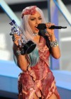 Lady Gaga accepting an awards at the 2010 MTV Video Music Awards