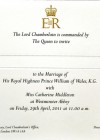 Prince William & Kate Middleton wedding invitation