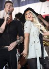 Christina Aguilera and Adam Levine on the set of “Moves Like Jagger” music video in Los Angeles