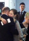 Amanda Knox embraces a man Tuesday at Rome’s Leonardo da Vinci airport before boarding a flight to London (Photo: AP)
