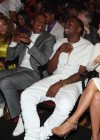 Solange, Beyonce, Jay-Z, Kanye West and Kim Kardashian in the front row of the audience at the 2012 BET Awards