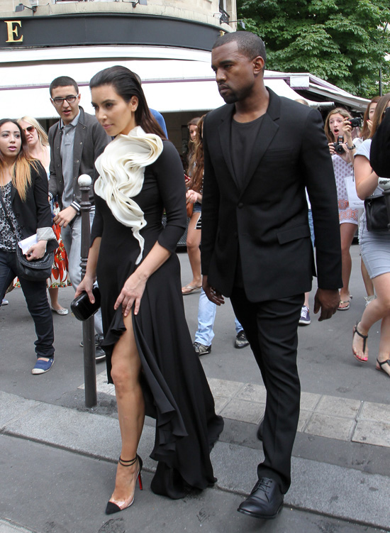 Kim Kardashian and Kanye West attend the Stephane Rolland fashion show -- Paris Fashion Week 2012